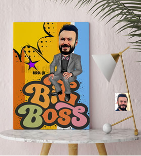 BK Gift Kişiye Özel Bay Big Boss Karikatür Kanvas Tablo 30x50cm  4
