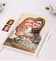 BK Gift Kişiye Özel Kız Kardeşler Karikatürlü Beyaz Defter ve Kalem Hediye Seti-4