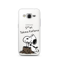 Snoopy Tasarımlı Süper Şeffaf Silikon Telefon Kılıfı Samsung Core Prime