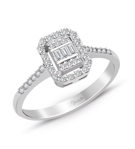 0.35 Ct. Modern Tasarım Baget Kare Tektaş Yüzük