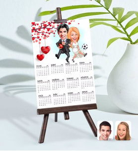 BK Gift Kişiye Özel 15x21 cm Fotoğraf Kartlı Sevgililer Karikatürlü Şövaleli 2024 Takvim -15 (Beyaz)