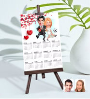 BK Gift Kişiye Özel 15x21 cm Fotoğraf Kartlı Sevgililer Karikatürlü Şövaleli 2024 Takvim -15 (Beyaz)