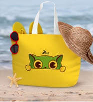 BK Gift Kişiye Özel Sarı Fermuarlı Plaj Çantası
