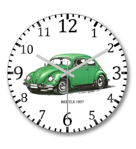 Volkswagen Old Beetle1 Duvar Saati Bombeli Gercek Cam
