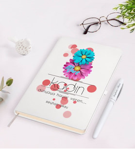 BK Gift Kişiye Özel Kadınlar Günü Tasarımlı Beyaz Defter Kalem Seti-9