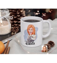 BK Gift Kişiye Özel Kadın Karikatürlü Beyaz Kupa Bardak-104