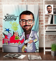 BK Gift Kişiye Özel Bay Kimya Mühendisi Karikatür Kanvas Tablo 70x100cm 1