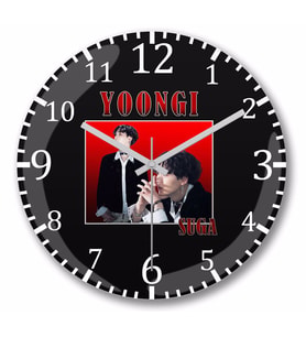 Suga Yoongi Bts Duvar Saati Bombeli Gercek Cam