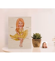 BK Gift Kişiye Özel Marilyn Monroe Karikatürlü Otantik Masaüstü Ahşap Palet Çerçeve (Beyaz)