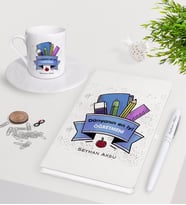 BK Gift Kişiye Özel Dünyanın En İyi Öğretmeni Beyaz Defter Kalem Türk Kahvesi Fincanı Seti-23 (Model 1)