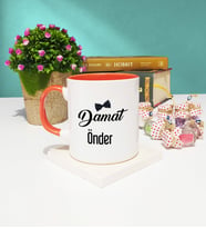 Damat Tasarımlı Kişiye Özel Damat Kupa Bardak Turuncu