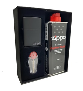 Zippo Çakmak Mat Siyah Hediyelik Kutu Benzin Taş Set du10-067277