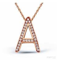 Zirkon Taşlı Gümüş A Harfi Kolye - N089001 (Rose)