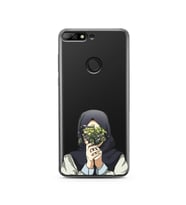Kapalı Çiçekli Kız Tasarımlı Süper Şeffaf Silikon Telefon Kılıfı Huawei Y7 2018