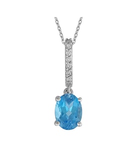 Sirius Pırlanta ve Oval Mavi Topaz Taşlı Kolye 0717P0013