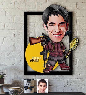 BK Gift Kişiye Özel Erkek PUBG Karikatürlü 3D Ahşap Tablo-5