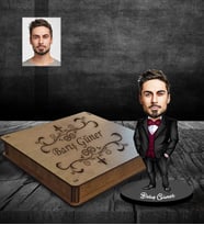 Kişiye Özel İş Adamı Karikatürlü Ahşap Biblo Kutulu Bay-24