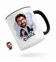 BK Gift Kişiye Özel Erkek Milyoner Karikatürlü Siyah Kupa Bardak-1
