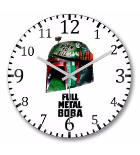 Boba Fett Full Metal Boba Duvar Saati Bombeli Gercek Cam