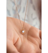 14 Ayar Opal Taşlı Minimal Kolye (Karışık)