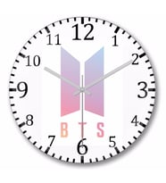 Bts Logo  Duvar Saati Bombeli Gercek Cam
