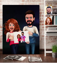 BK Gift Kişiye Özel Sevgililer Animasyon Karikatürlü Kanvas Tablo 70x100cm -33