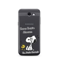 Snoopy Tasarımlı Süper Şeffaf Silikon Telefon Kılıfı Samsung J3 Prime