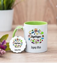 Diyetisyen Yeşil Kupa Bardak Ve Anahtarlık Set
