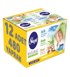 Sleepy Islak Havlu Mendil Pamuklu Yenidoğan Naturel Bambu 40 Yaprak 12 Li Set (480 Yaprak)