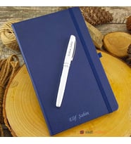 İsme Özel Termo Deri Defter Lacivert + İsme Özel Kalem Seti