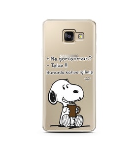 Snoopy Tasarımlı Süper Şeffaf Silikon Telefon Kılıfı Samsung A3 (2017)