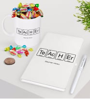 BK Gift Kişiye Özel Öğretmen Beyaz Defter Kalem Şekerli Kupa Seti-3 (Model 1)