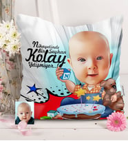 BK Gift Kişiye Özel Bebek Doğum Günü Karikatürlü  Yastık  1