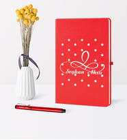 BK Gift Kişiye Özel İsimli Kırmızı Defter Kalem Seti - 4