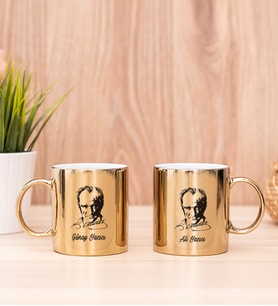 Atatürk Siluetli İkili Gold Kupa Bardak