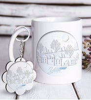 BK Gift Kişiye Özel Yılbaşı Mutlu Yıllar Beyaz Kupa ve Anahtarlık Hediye Seti-24 (Model 1)