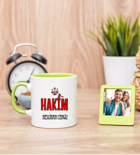 Hakim Yeşil Kupa Bardak ve Yeşil Mini Fotoğraf Çerçevesi