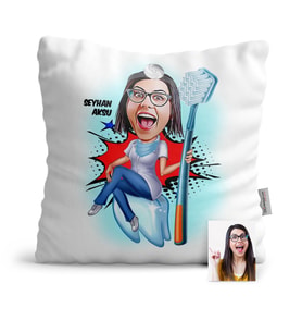BK Gift Kişiye Özel Diş Hekimi Karikatür  Yastık  4