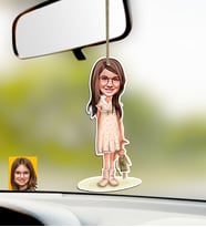 BK Gift Kişiye Özel Kız Çocuk Karikatürlü Ahşap Araba Dikiz Ayna Süsü-7 (Çok Renkli)