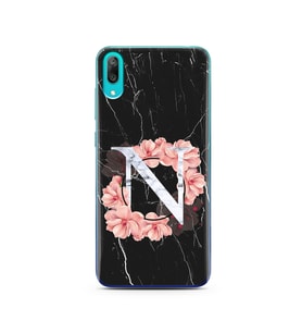 Mermer Çiçekli Harf Tasarım Süper Şeffaf Silikon Telefon Kılıfı Huawei Y7 Pro 20