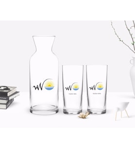 BK Gift Kişiye Özel Renkli Baskılı Van Tasarımlı Turistik İkili Rakı Bardağı ve Karaf Hediye Seti-1 (Beyaz)