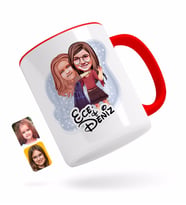 BK Gift Kişiye Özel Kız Kardeşler Karikatürlü Kırmızı Kupa Bardak-6