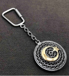 Ayyıldızlı Oksitli 925 Ayar Gümüş Anahtarlık