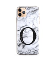 Iphone 11 Pro Max Beyaz Mermer Harf Tasarımlı Telefon Kılıfı O-Harfi 