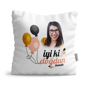 BK Gift Kişiye Özel Fotoğraflı İyi Ki Doğdun Beyaz  Yastık  3