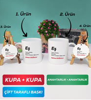 İkili Eş Kupa Bardak Anahtarlık