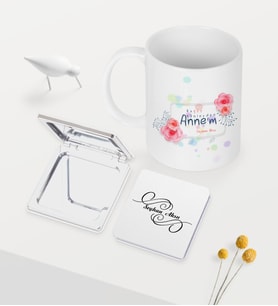 BK Gift Kişiye Özel Bugün Günlerden Annem Beyaz Kupa Ayna Seti - 1 (Model 1)