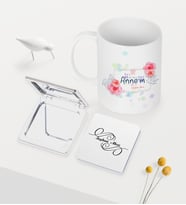 BK Gift Kişiye Özel Bugün Günlerden Annem Beyaz Kupa Ayna Seti - 1 (Model 1)