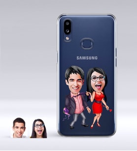 BK Gift Kişiye Özel Sevgililer Karikatürlü Samsung Galaxy A10s İnce Şeffaf Silikon Telefon Kapağı-4 (Beyaz)