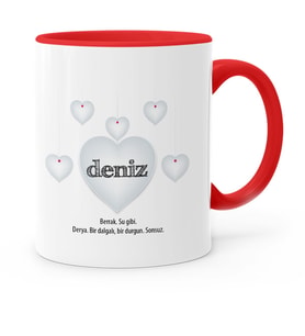 BK Gift Kişiye Özel Sevgili İsim Anlamı Kırmızı Kupa Bardak  3